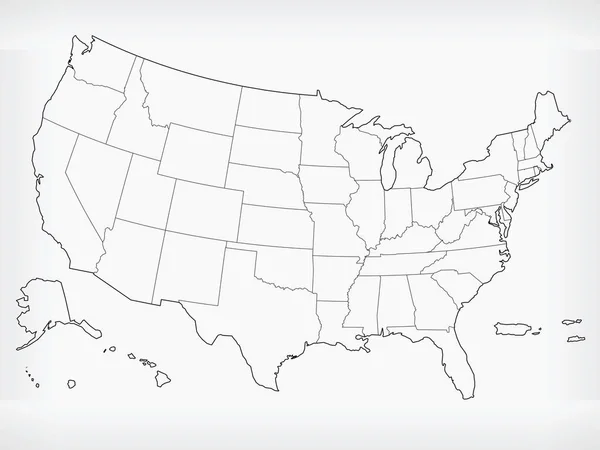 美国地图美国空白轮廓涂鸦分离向量图 — 图库矢量图片