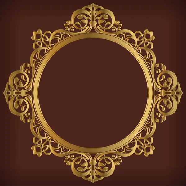 Quadro Ornamental Ouro Circular Fronteira Decoração Vetor Ilustração — Vetor de Stock