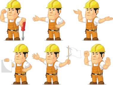 güçlü inşaat işçisi maskot 8