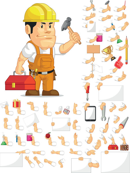 Strong Construction Worker Customizable Mascot Set