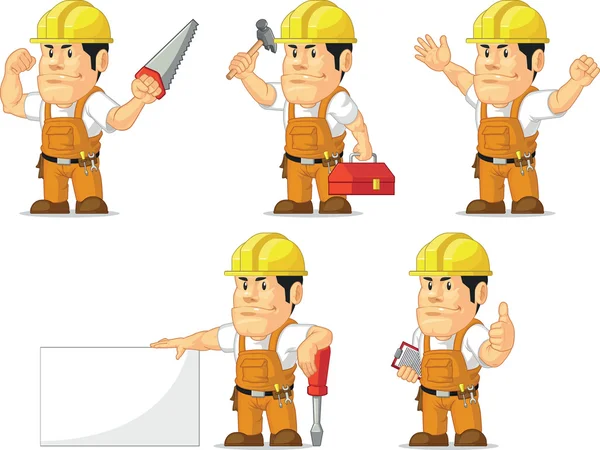 Mascotte forte de travailleur de la construction — Image vectorielle