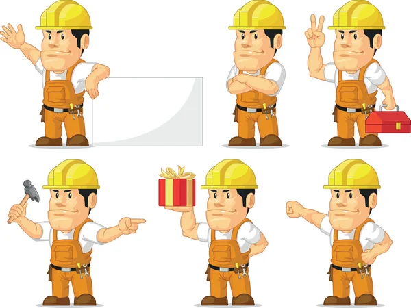 Mascotte forte de travailleur de la construction 10 — Image vectorielle