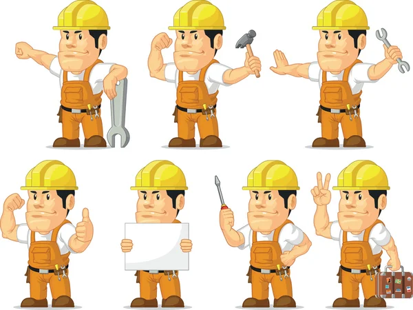 Mascotte forte de travailleur de la construction 11 — Image vectorielle