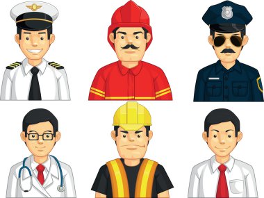 Meslek - inşaat işçisi, Doktor, itfaiyeci, Pilot, polis, memur