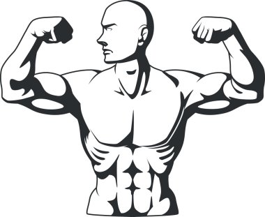 Silhouette of Bodybuilder Flexing Muscles
