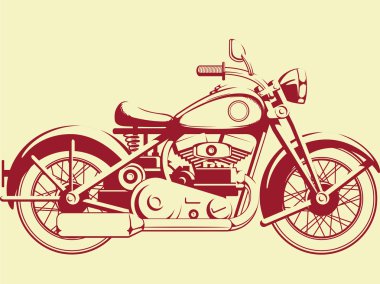 Silhouette of Old Motorcycle - Profile View clipart