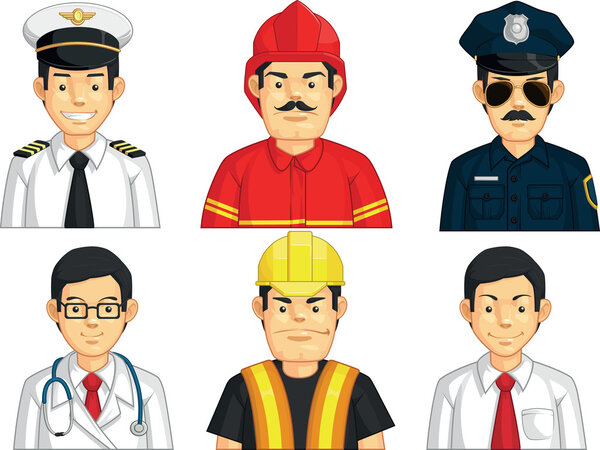 Profession - Construction Worker, Doctor, Fire Fighter, Pilot, Police, Office Worker