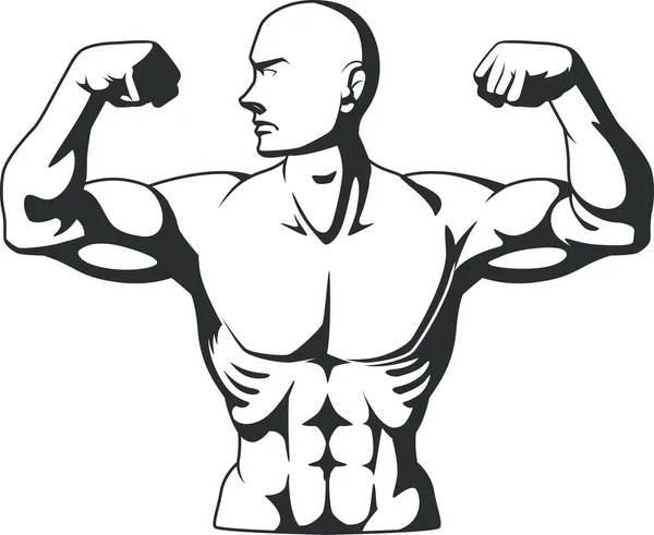 Silhouette des muscles flexibles Bodybuilder — Image vectorielle