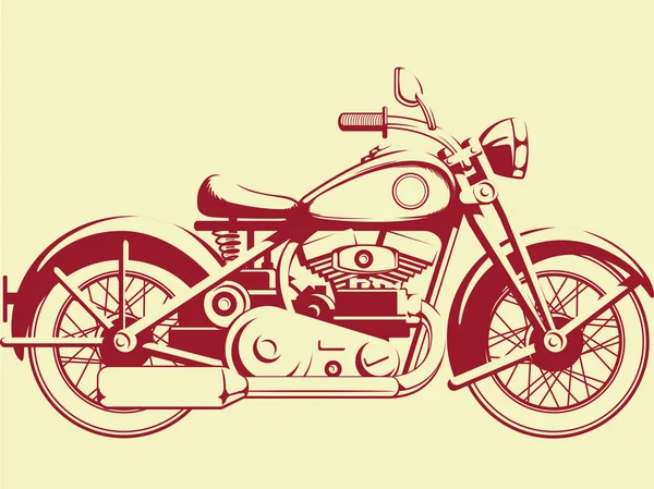 Silueta de la vieja motocicleta - Vista del perfil — Vector de stock