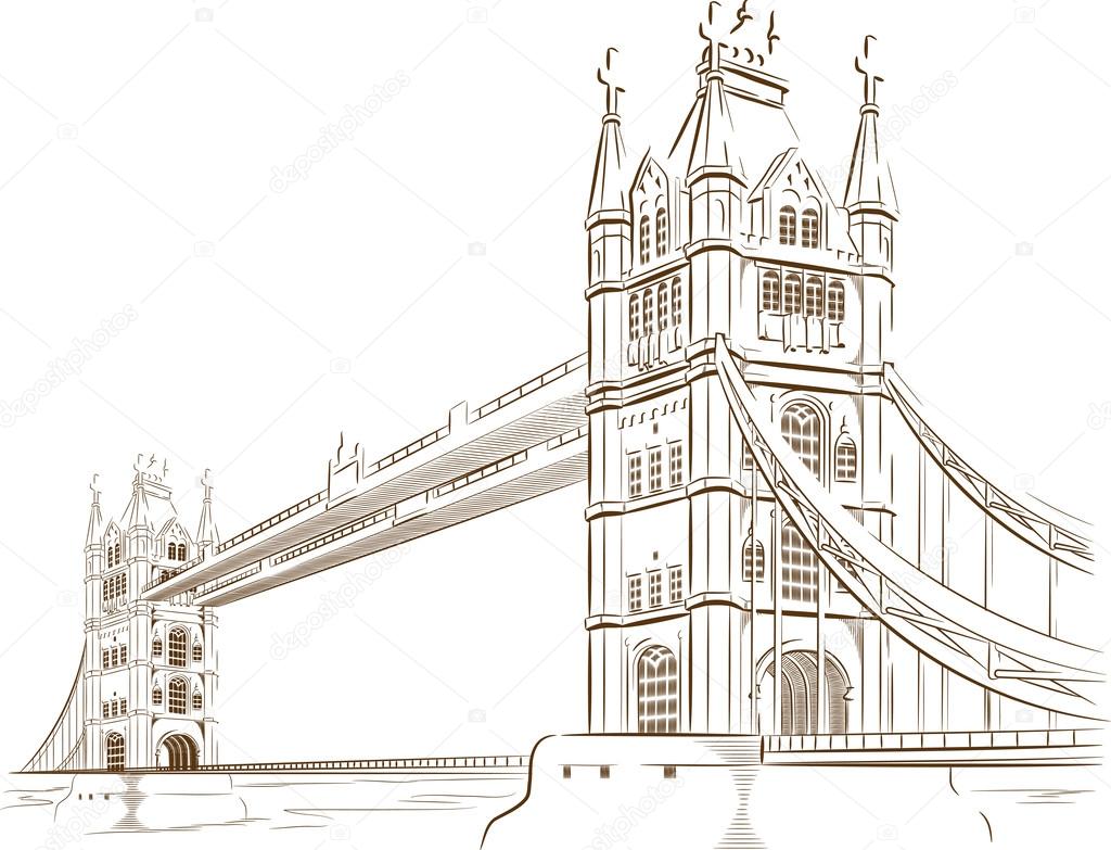 Sketch of British Tourism Landmark - London Bridge