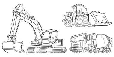 Doodle İnşaat Makinesi Kazıcı Buldozer Karıştırıcı