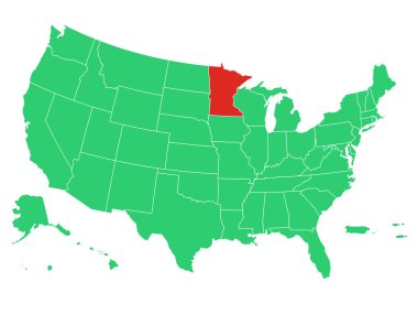 ABD Haritası Minnesota Solid 'i Vurgula