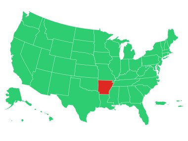 ABD Haritası Arkansas 'ı Vurguladı