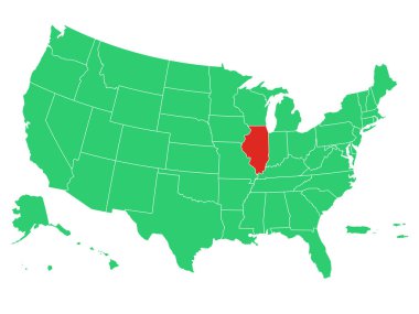 ABD Haritası Illinois Solid 'i Vurgula