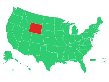 ABD Haritası Wyoming Solid 'i Vurguladı