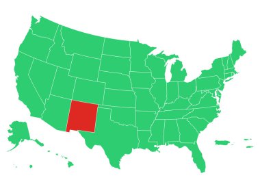 ABD Haritası New Mexico 'yu Vurguladı