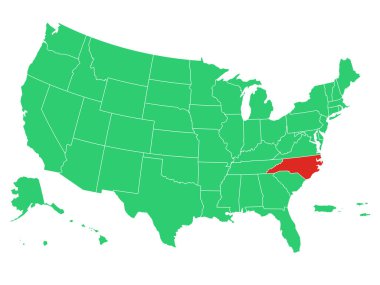 ABD Haritası Kuzey Carolina 'yı Vurguladı