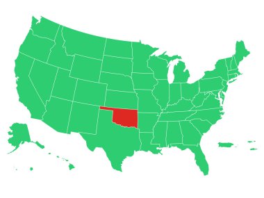 ABD Haritası Oklahoma Solid 'i Vurgula