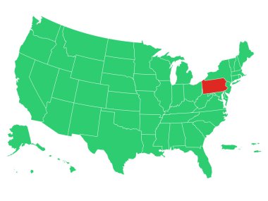 ABD Haritası Pennsylvania Solid 'i vurguluyor