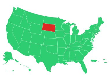 ABD Haritası Güney Dakota Solid 'i Vurguladı