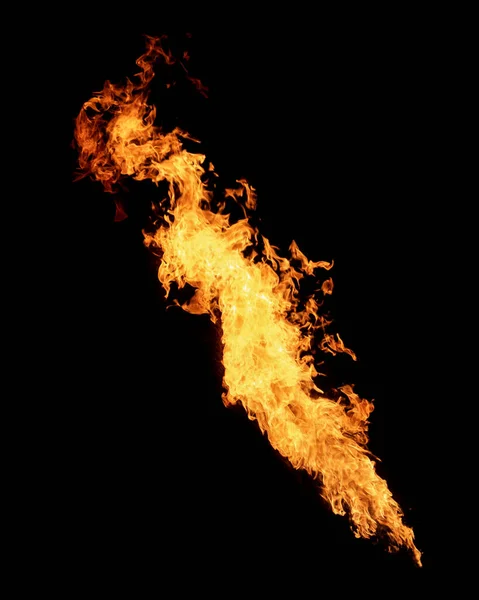 黒で隔離された長い細い炎 — ストック写真
