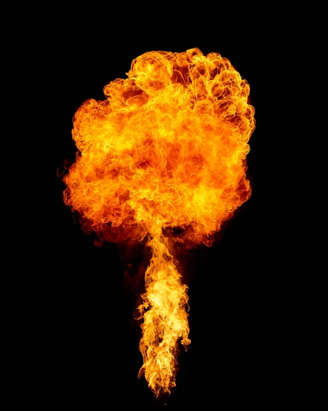 Llama Explosión Aislada Negro Champiñón Fuego — Foto de Stock