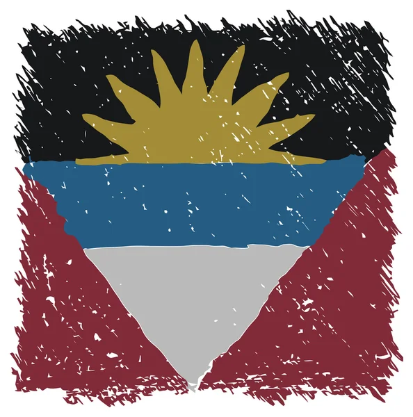 Bandeira de Antígua e Barbuda, feito à mão, em forma quadrada — Vetor de Stock