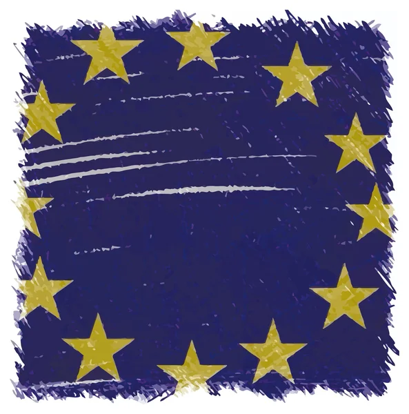 Bandera de la Unión Europea, hecha a mano, forma cuadrada — Vector de stock