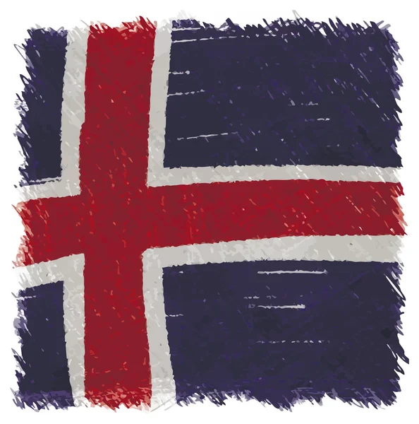 Vlajka Islandu, ruční, čtvercový tvar — Stockový vektor