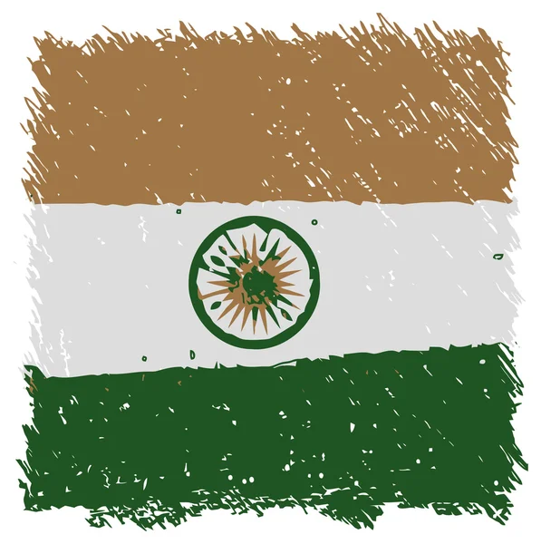 Bandeira da Índia, artesanal, forma quadrada — Vetor de Stock
