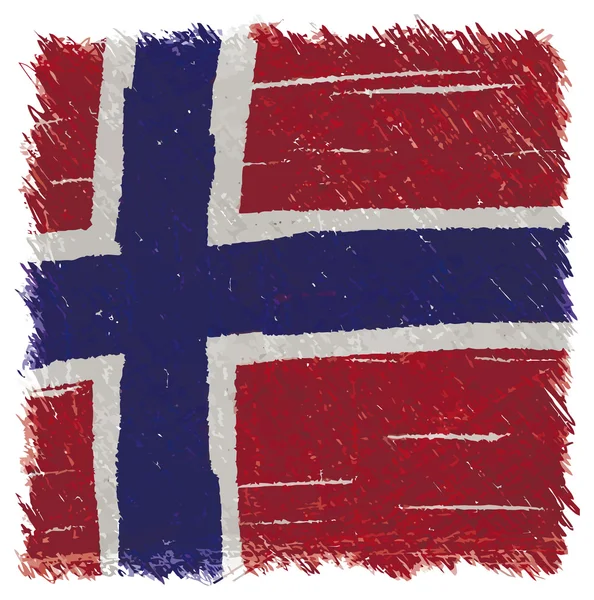 Bandeira da Noruega, feito à mão, forma quadrada — Vetor de Stock