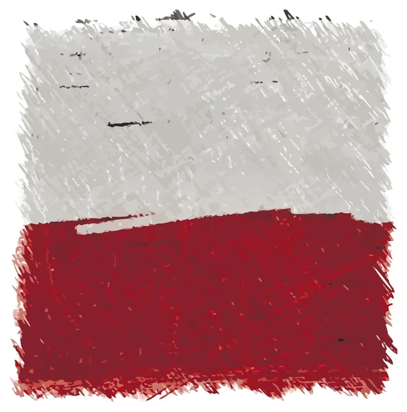 Bandiera della Polonia, fatta a mano, di forma quadrata — Vettoriale Stock