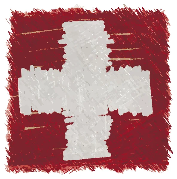 Flag of Switzerland, handmade, square shape — Stock Vector