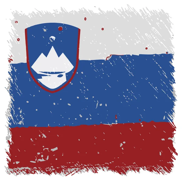 Flag of Slovenia, handmade, square shape — Stock Vector