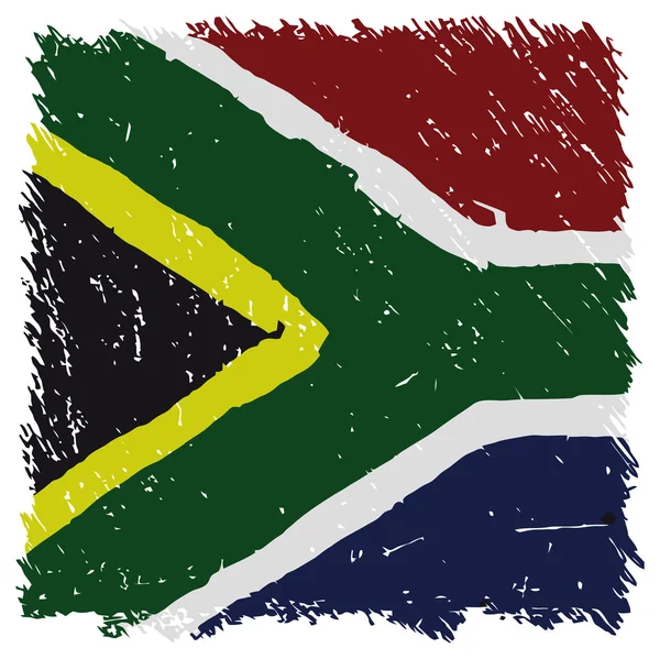 Bandera de Sudáfrica, hecha a mano, forma cuadrada — Vector de stock