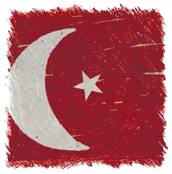 Drapeau de la Turquie, fait main, forme carrée — Image vectorielle