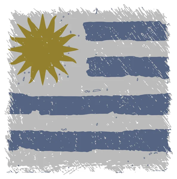 Drapeau de l'Uruguay, fait main, forme carrée — Image vectorielle