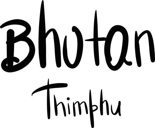 Bután, Thimphu, con letras a mano — Vector de stock