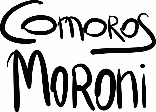 Comores, Moroni, letras à mão —  Vetores de Stock