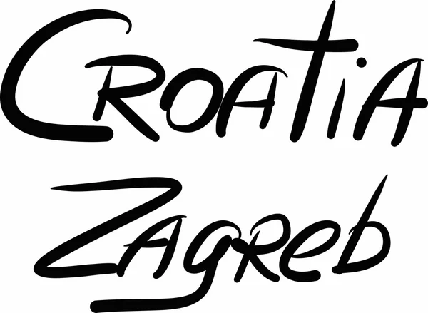 Croacia, Zagreb, con letras a mano — Archivo Imágenes Vectoriales