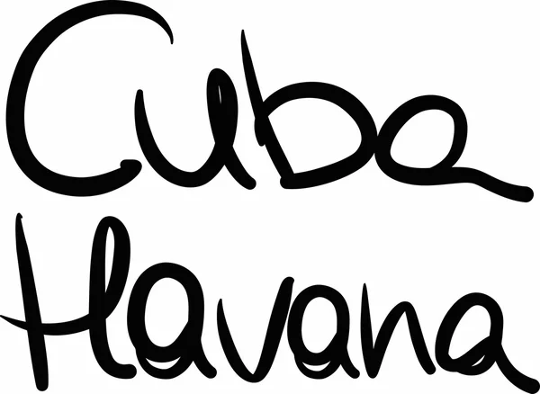 Cuba, La Habana, con letras a mano — Archivo Imágenes Vectoriales