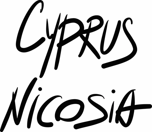 Chipre, Nicósia, letras à mão —  Vetores de Stock