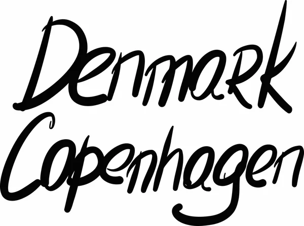 Dinamarca, Copenhaga, letras à mão — Vetor de Stock
