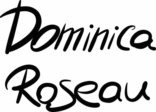 Dominica, Roseau, hand-lettered — Stock Vector