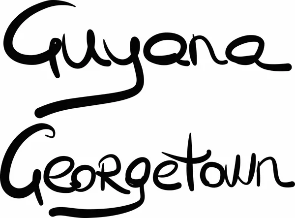 Guyana, Georgetown, con letras a mano — Vector de stock