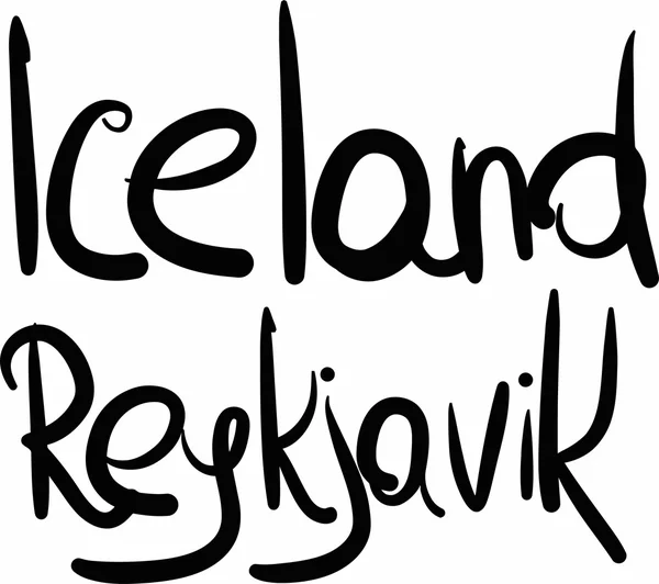 Islândia, Reykjavik, letras à mão — Vetor de Stock