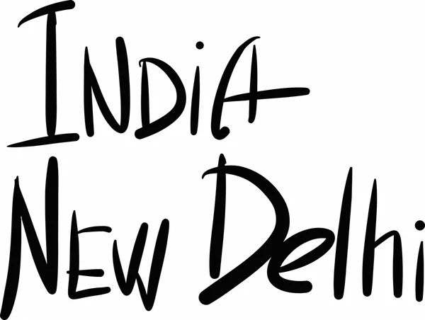 Índia, Nova Deli, letras à mão —  Vetores de Stock