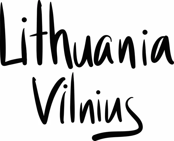 Lithuania, Vilnius, hand-lettered — Stock Vector