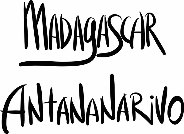 Madagascar, Antananarivo, hand-lettered — Stock Vector