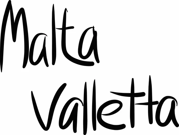 Malta, Valletta, letras à mão — Vetor de Stock